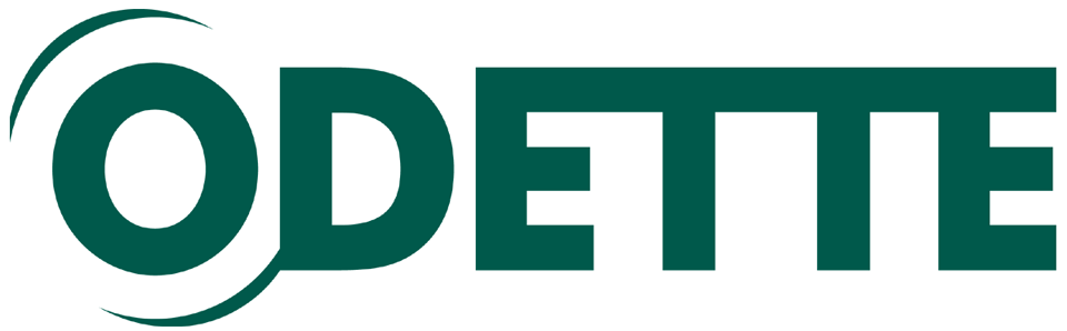 Das Odette-Logo ist ein Wortbild mit grünen Großbuchstaben